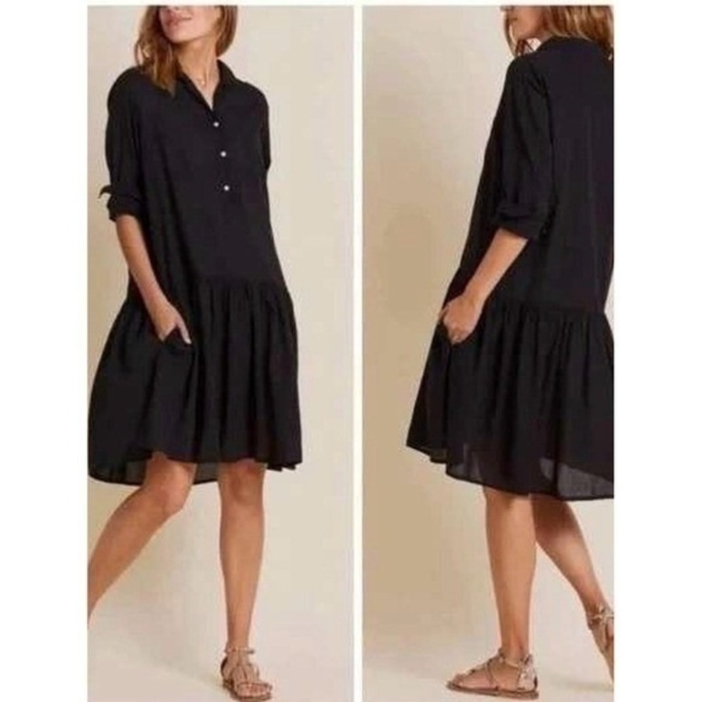 Grayson Frank & Eileen Black Oversized Shirt Dress 01 XS Minimalist Quiet Luxury - Picture 3 of 11